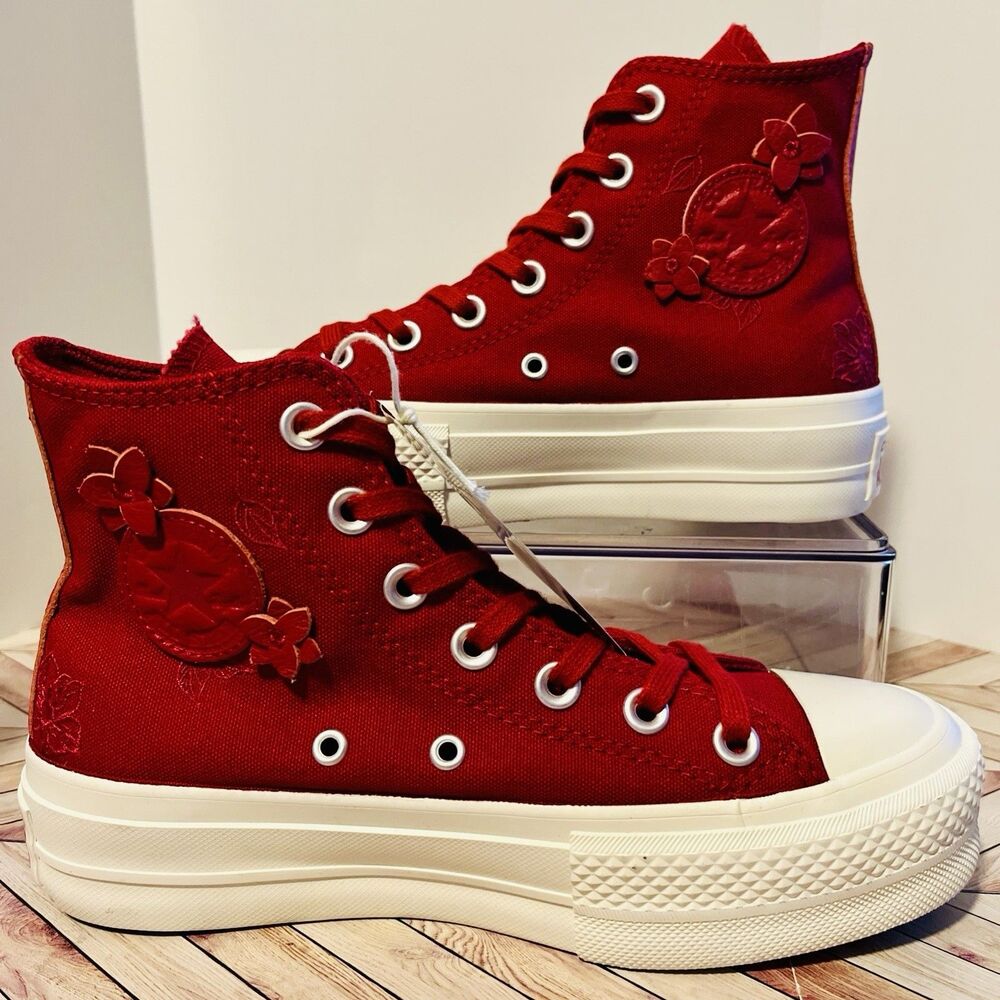 Converse Star All Star Lift‎ 3D Florals Red Women's 5 Sneakers Hi Top A12810C